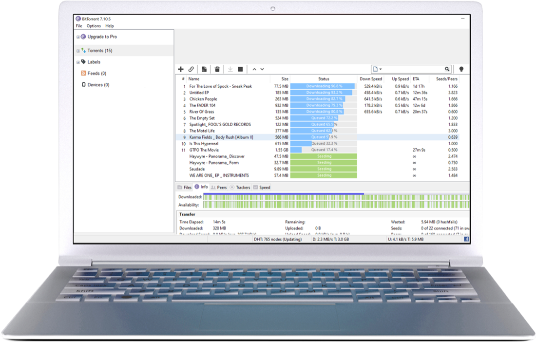 bittorrent.pro layout reference: hero, navigation, and content sections as designed